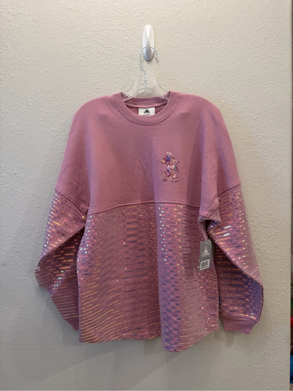 Disney Earidescent Mickey Sequin Spirit Jersey Pink Size M NWT